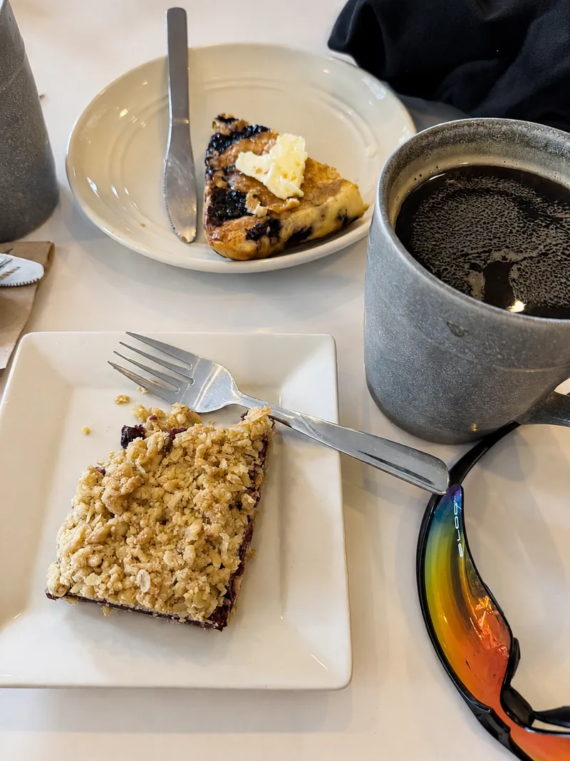Cakes and coffee at the table