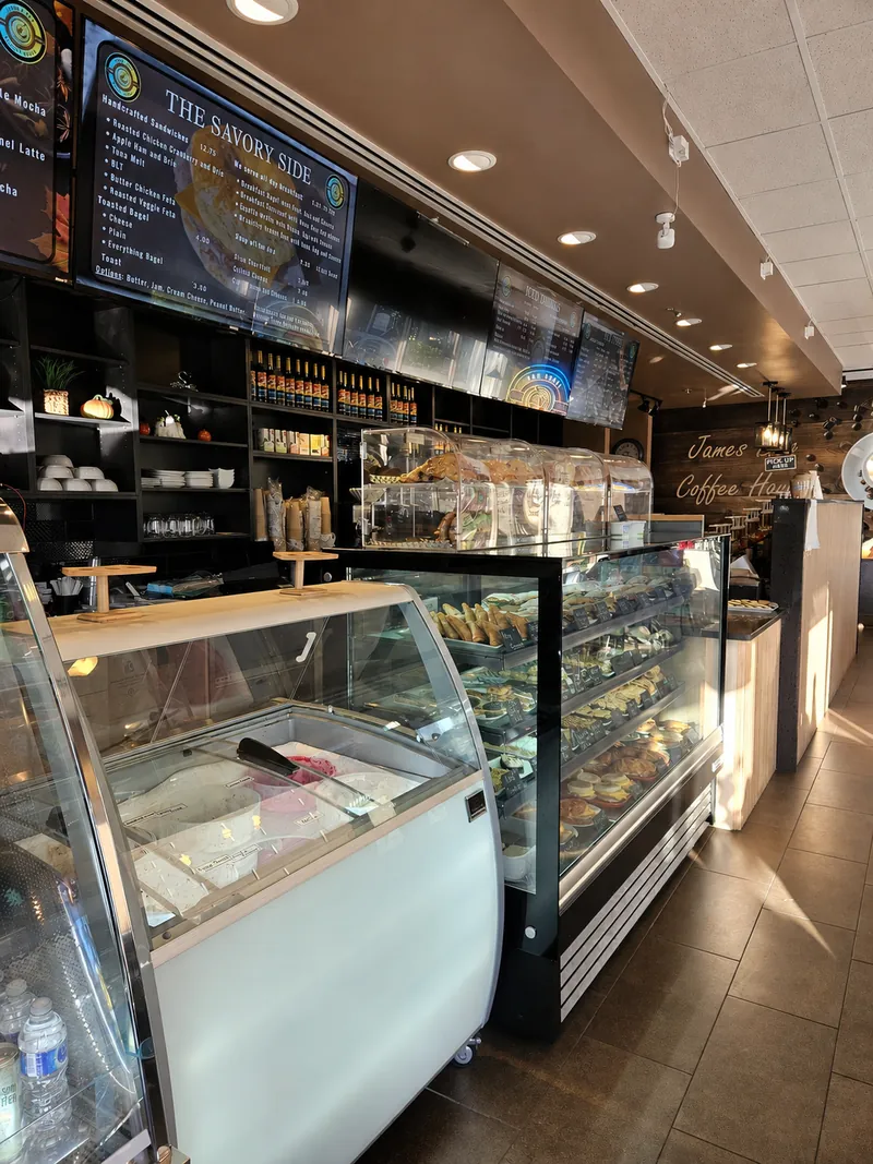 The coffee house counter and display cabinet