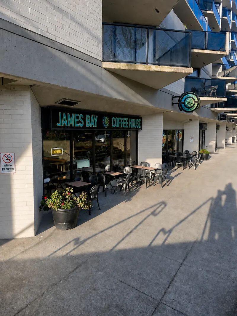 James Bay Coffee House entrance and outdoor seating